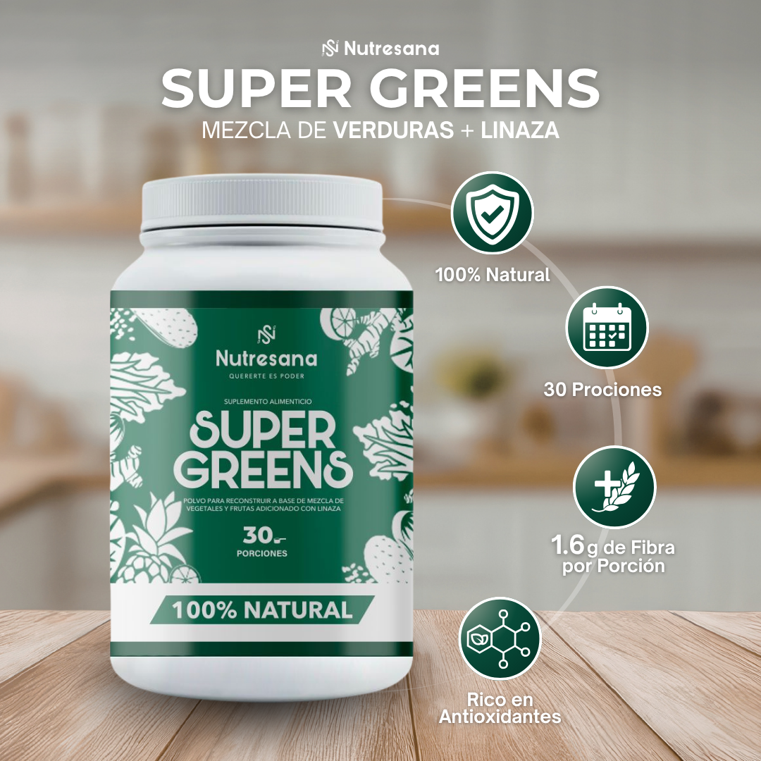 Super Greens | Mezcla de verduras + Linaza | 30 servicios